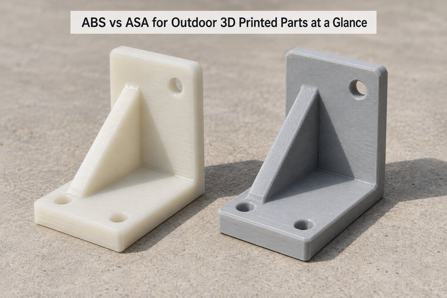ABS vs ASA for Outdoor 3D Printed Parts at a Glance