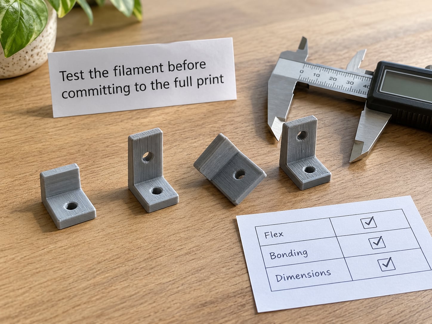 Test the filament before committing to the full print