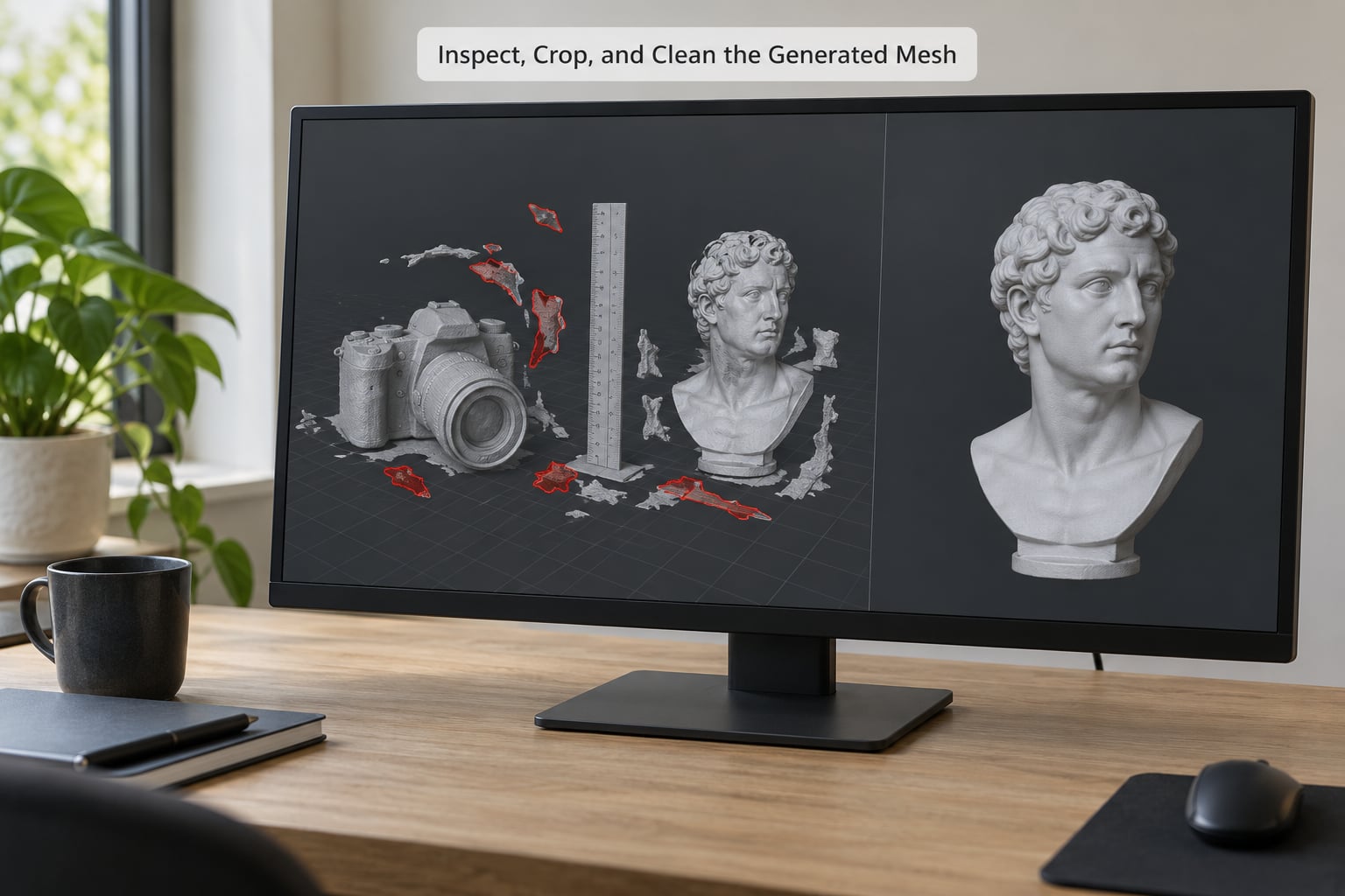 Inspect, Crop, and Clean the Generated Mesh