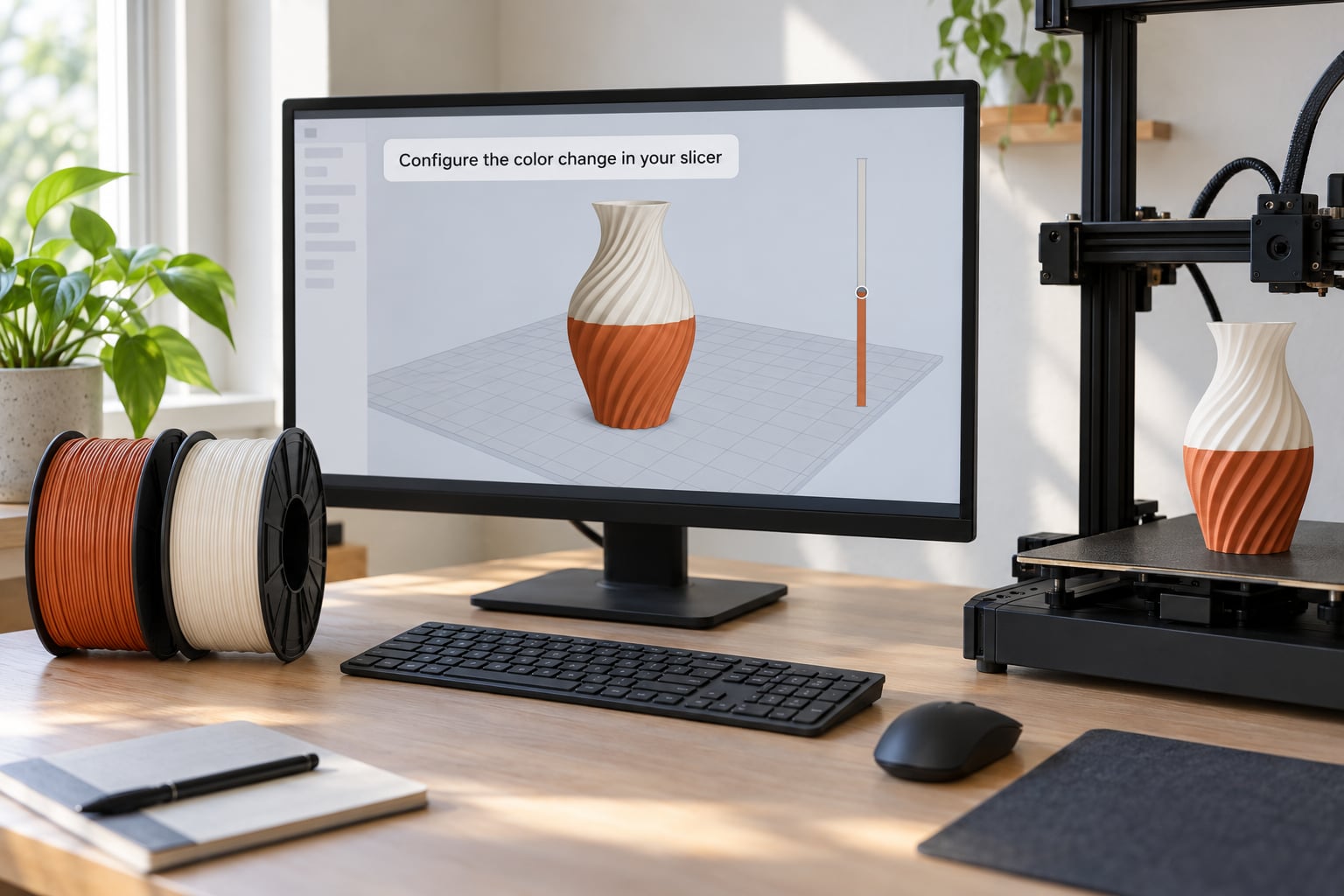 Configure the color change in your slicer