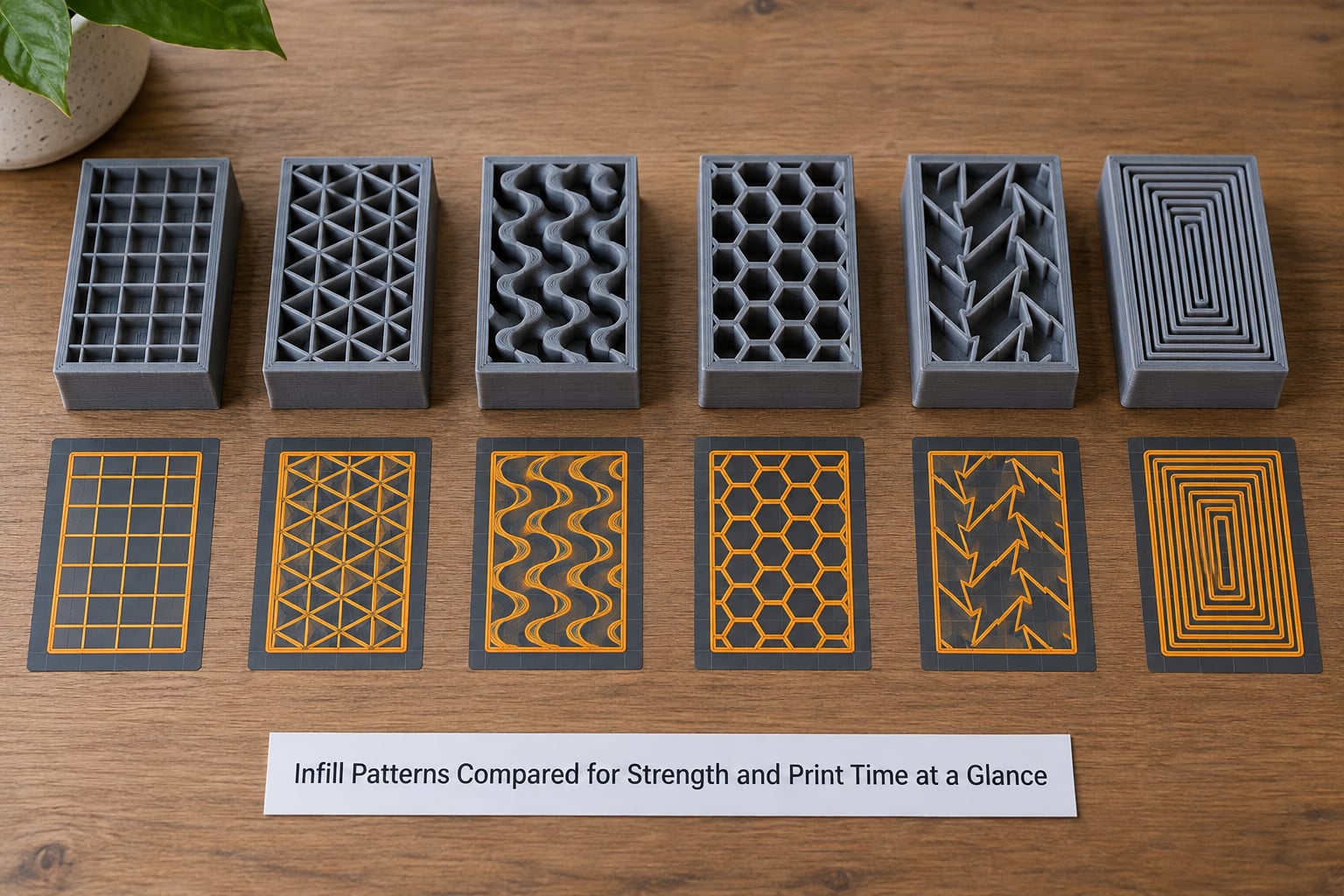 Infill Patterns Compared for Strength and Print Time at a Glance