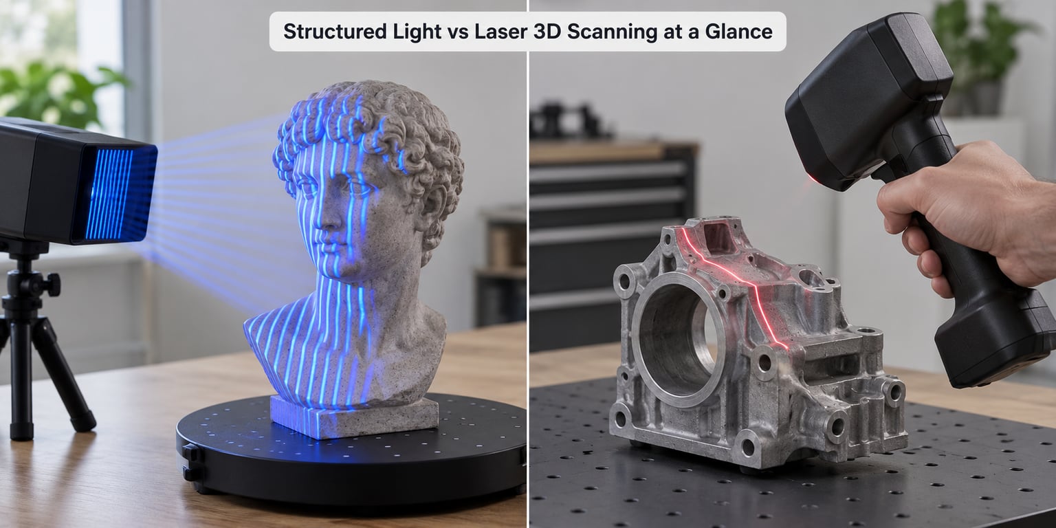 Structured Light vs Laser 3D Scanning at a Glance